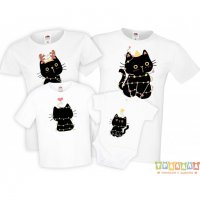 Коледни Тениски с Черни Котки, снимка 4 - Тениски - 35169159