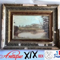 Стара маслена картина от Франция 19 век, снимка 1 - Антикварни и старинни предмети - 38737269