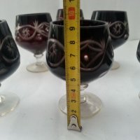 Кристални чаши цветен червен кристал, снимка 4 - Антикварни и старинни предмети - 33682419