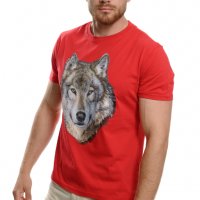 Нова мъжка тениска с трансферен печат Вълк със сини очи, Серия вълци, снимка 3 - Тениски - 37673451