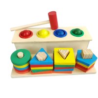 Мултифункционална дървена играчка- сортер и чукче с топки 🔴🟢🔵, снимка 1 - Образователни игри - 43370679