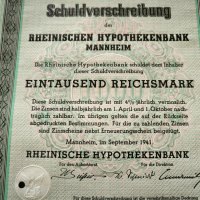 Райх облигация | 1000 марки | Rheinischen Hypothekerenbank, снимка 3 - Други ценни предмети - 43803076