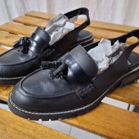 Лоуфъри черни OFFICE  естествена кожа- 39/40, снимка 1 - Дамски ежедневни обувки - 40873678