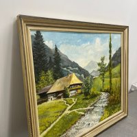 САМО ЗА ЦЕНИТЕЛИ! Оригинална 60 годишна картина с подпис, внос от Бавария, снимка 4 - Картини - 37541658