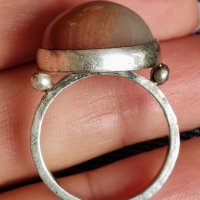 Сребърен пръстен с Ивичест Ахат , снимка 2 - Пръстени - 38172262