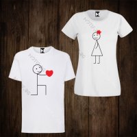 Тениски с щампа за Свети Валентин - дамска тениска + мъжка тениска , снимка 1 - Тениски - 27735682
