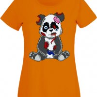 Дамска Тениска Panda Bear Zombi Gamer STAGE 2,Изненада,Повод,Подарък,Празник, снимка 4 - Тениски - 37640055
