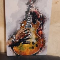 Gibson Les Paul акварел-метална табела(плакет), снимка 1 - Китари - 43070002