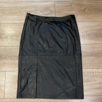 Нова елегантна кожена черна  пола под коляното миди midi дължина размер XL ХЛ, снимка 8 - Поли - 43296049