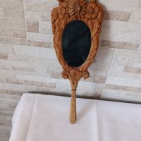 Старо ръчно огледало - дърворезба - царско време, снимка 3 - Антикварни и старинни предмети - 43582130