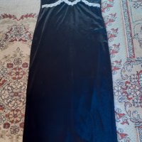 Дълга черна кадифена официална рокля , снимка 3 - Рокли - 35625876