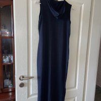 Дълга спортно елегантна черна еластична рокля с качулка , снимка 1 - Рокли - 40718866