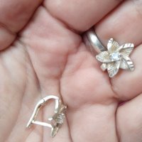 Сребърни обеци с циркони - цветя / проба 925 , снимка 5 - Обеци - 32395883