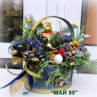 Коледна кошничка с мече, снимка 2 - Коледни подаръци - 38863225