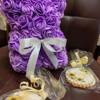 Подаръчни  мечета от декоративни рози, снимка 6 - Подаръци за жени - 28321703