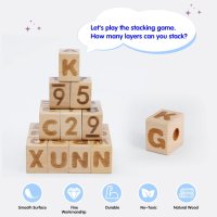 МОНТЕСОРИ, дървени кубчета с букви и цифри, снимка 2 - Образователни игри - 43323609