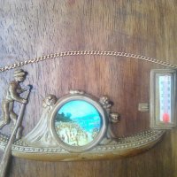 Стар български сувенир гондола със снимка от плажа и термометър, снимка 1 - Други ценни предмети - 38782692