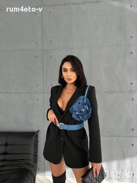 Сако с красиво цвете от деним , снимка 1