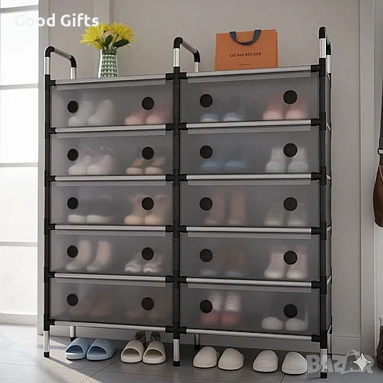 Многоетажен Шакф за Обувки с Прозоречни Врати – Стилна Организация и Голям Капацитет, снимка 1