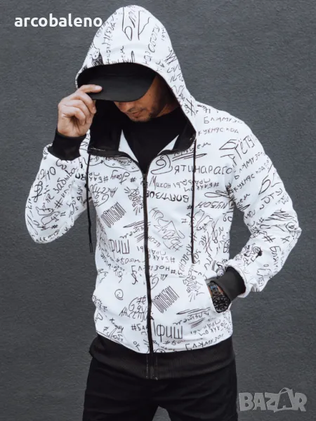 Мъжки суичър с цип и качулка, снимка 1