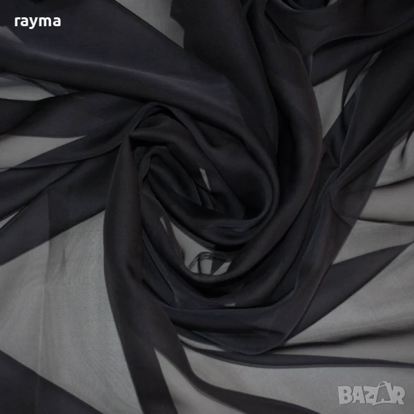 Плат Италиански черен копринен шифон, снимка 1