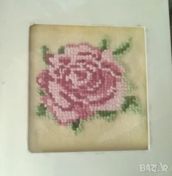 Роза -Бродирана картична 12/12, снимка 1