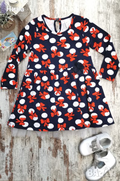 Рокля с оранжеви 🎀, снимка 1