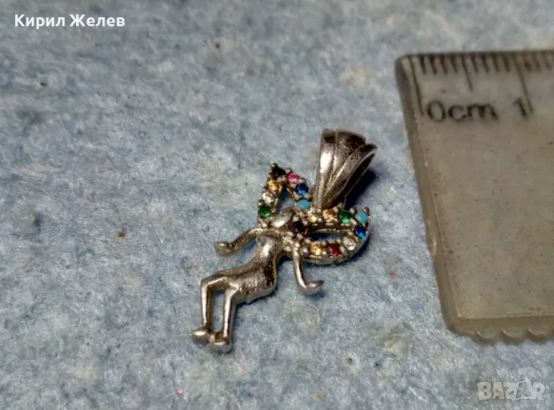 ФИГУРАЛЕН СКЪПОЦЕНЕН СРЕБЪРЕН ПЕНДАНТ ФЕЯ СРЕБРО 925 с БЯЛА ПОЗЛАТА и РАЗНОЦВЕТНИ ЦИРКОНИ 45585, снимка 1