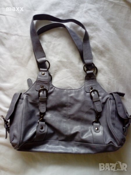 Светло лилава дамска чанта с дръжки и странични джобчета, снимка 1