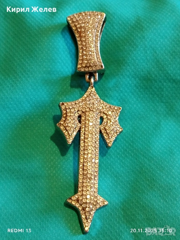 TRAPSTAR медальон сребърно покритие инкрустиран с бели циркониеви камъни 38748, снимка 1