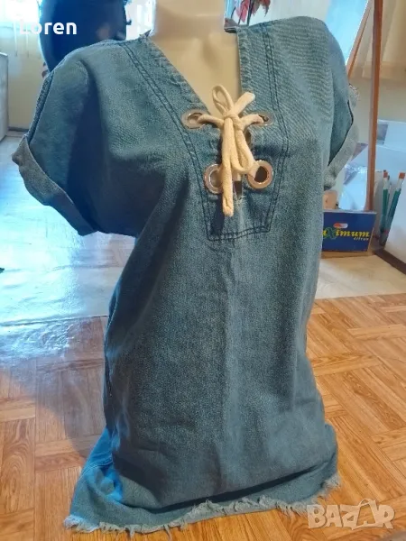 Дънкова рокличка или туника с връзки , снимка 1
