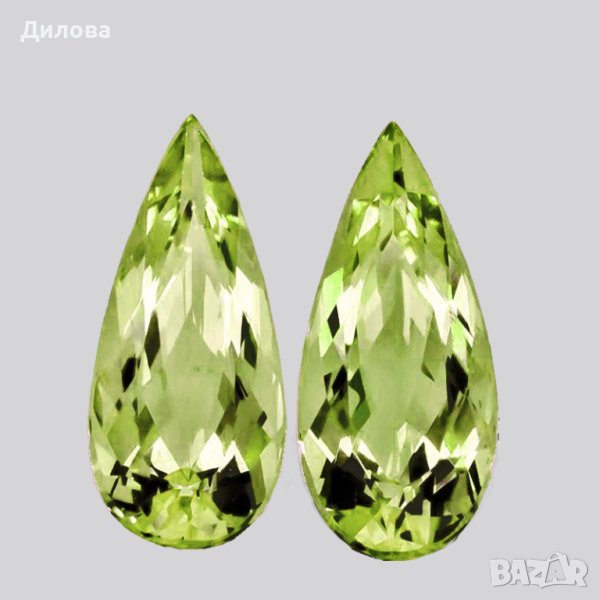 14x6 mm 2 бр.{ 5.24 ct} Капковидна форма  шлифовка брилянт AAA наситено жълт кунцит, снимка 1