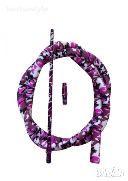 Комплект: Силиконов маркуч, накрайник и конектор (Розов Камуфлаж), снимка 1