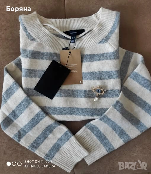 Vero Moda нов с етикет пуловер с брошка, снимка 1