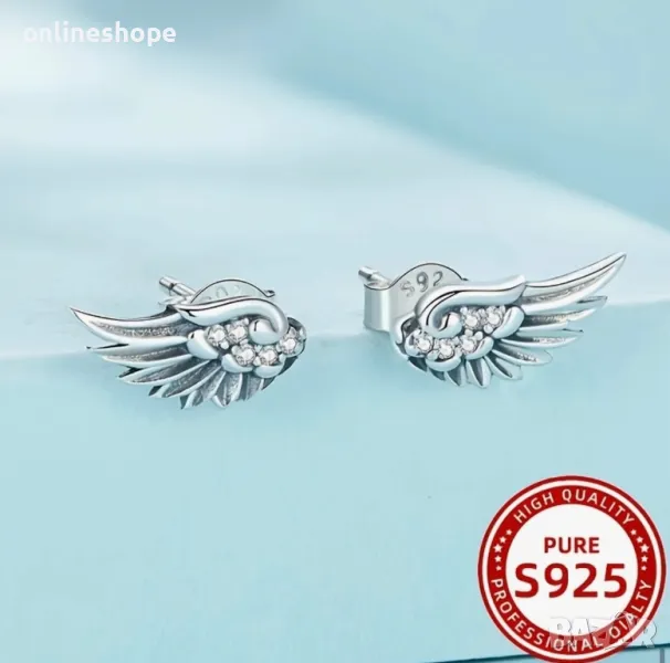 Сребро S925 Сребърни обеци с цирконий, снимка 1