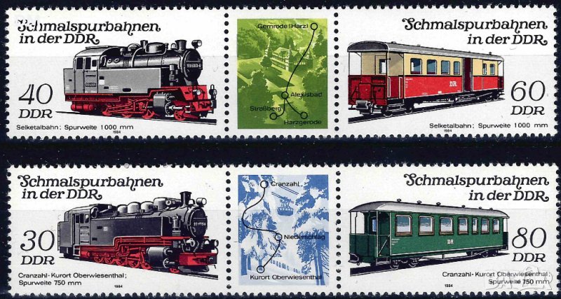Германия ГДР 1984 - локомотиви MNH, снимка 1