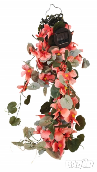 Флорална светлинна декорация - LED Слънчева кошница с цветя, снимка 1