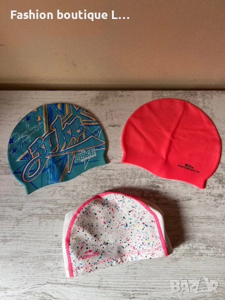 Комплект от 3 броя плувна шапка за басейн против мокрене на косата ❤️, снимка 1