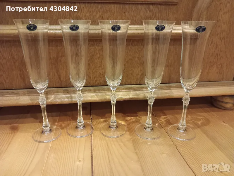 Кристални чаши Бохемия за шампанско, снимка 1