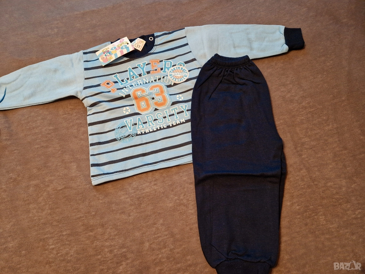 9-12м 80см Комплект блуза с дълъг ръкав и долница, нови, с етикет, снимка 1