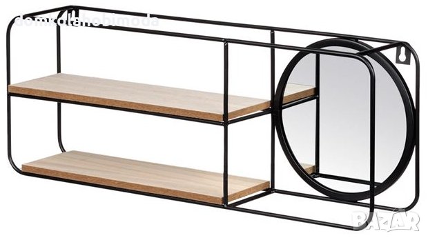 Декоративна етажерка дърво и метал с огледало,50x10x19 см, До 10 килограма, снимка 1