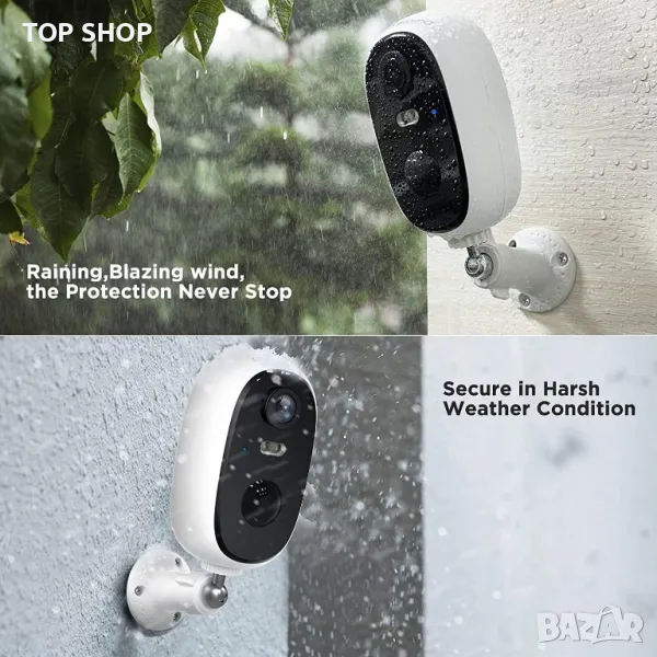 G-Homa Безжична камера за наблюдение, WiFi вътрешна външна камера, 2-посочно аудио, снимка 1