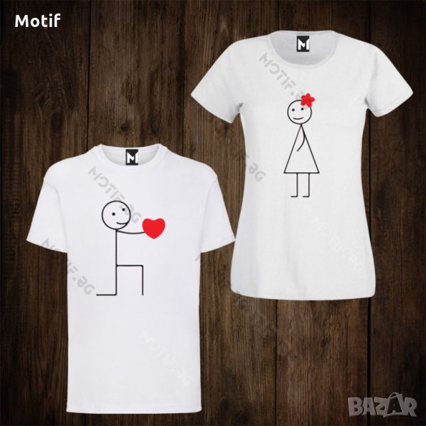 Тениски с щампа за Свети Валентин - дамска тениска + мъжка тениска , снимка 1