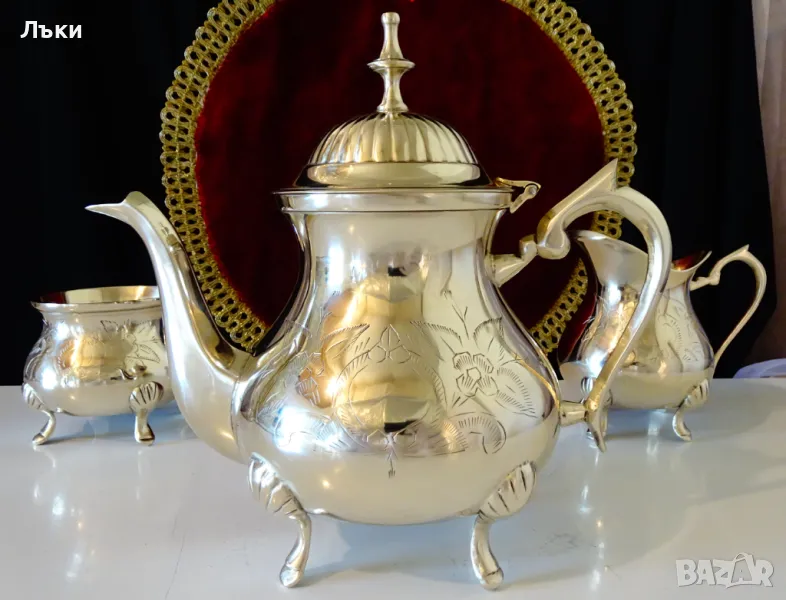 Английска бронзова кана,чайник,барок. , снимка 1