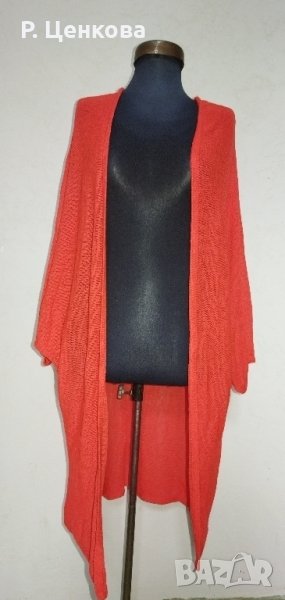 Дамска дълга червена жилетка, снимка 1