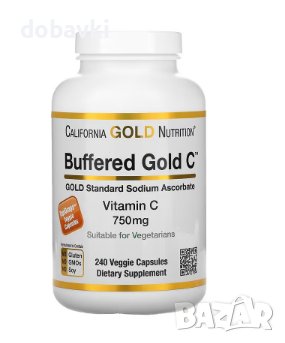 California Gold Nutrition, Buffered Gold C, GOLD Standard Sodium Ascorbate (Vitamin C), 750 mg, 240 , снимка 1