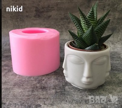 Лице лица силиконов молд форма калъп за кашпа саксия ваза гипс смола декор, снимка 1