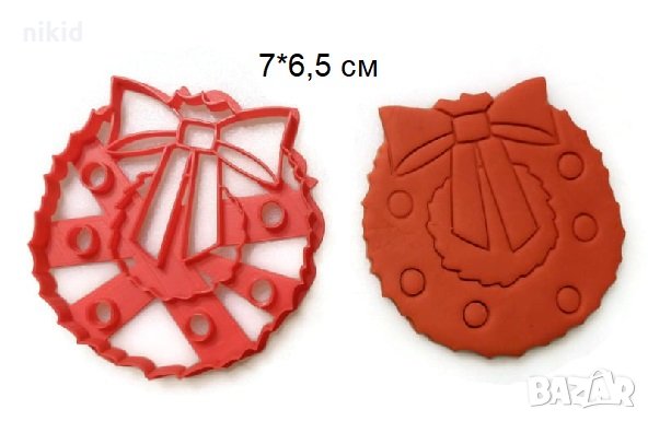 Коледен венец с пандела пластмасов резец форма фондан тесто бисквитки, снимка 1