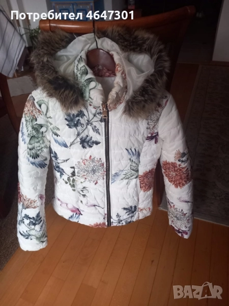 Дамско зимно яке с флорален принт 25 лв. По договаряне , снимка 1