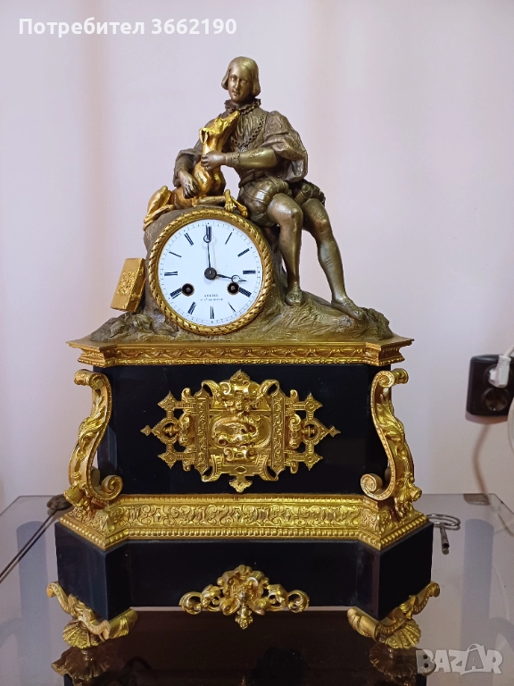 Бронзов каминен часовник , снимка 1